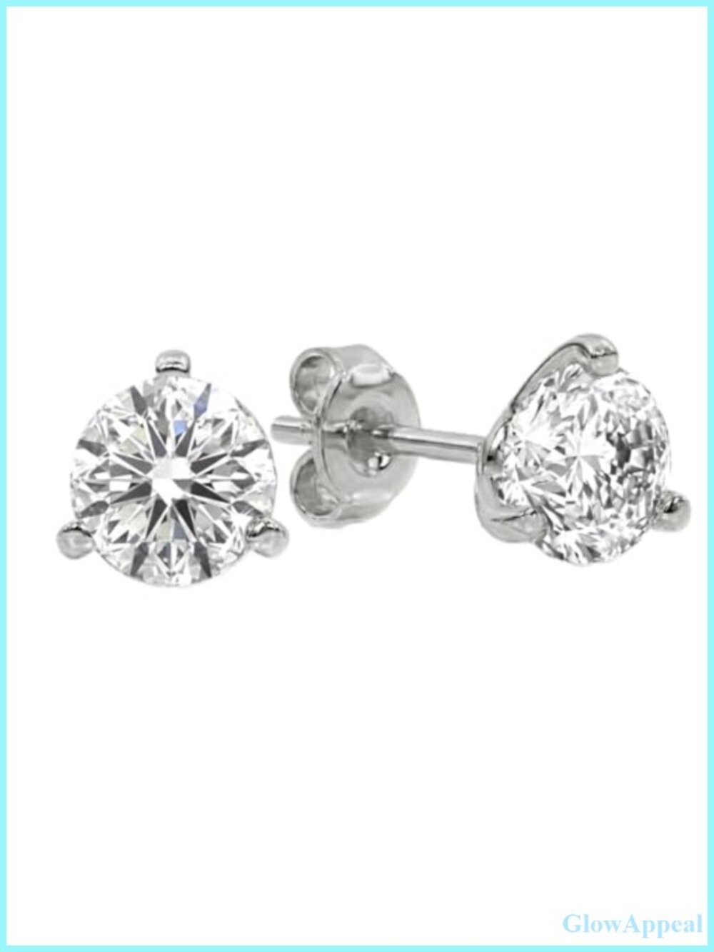 10K Solid Gold Lab Grown Diamond Martini Stud Earrings 1.5 cttw